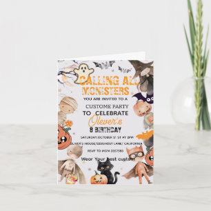 Cute Spooktacular Monster Kids Birthday Invition Invitation