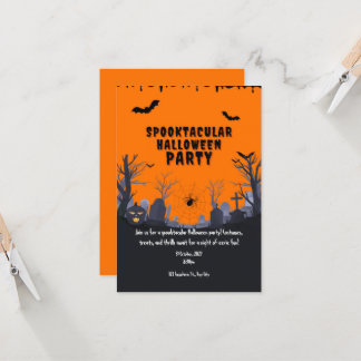 Cute spooktacular orange ghost Halloween party Invitation