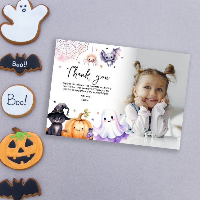 Cute Spooktacular Photo Birthday Party  Thank You Card (Creator Uploaded)