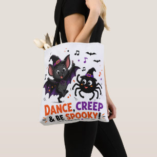 Cute Spooky Bat and Spider Dance Tote Bag