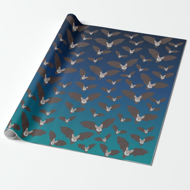 Cute Spooky Bat Pattern  Wrapping Paper (Unrolled)