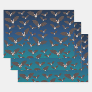 Cute Spooky Bat Pattern Wrapping Paper Sheet