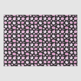 Cute Spooky Black and Pink Halloween Pattern Tissue Paper
