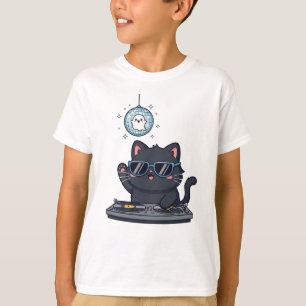 Cute Spooky Black Cat and DJ Meowgic T-Shirt