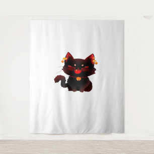 Cute Spooky Black Cat with Bells Classic T-Shirt Tapestry