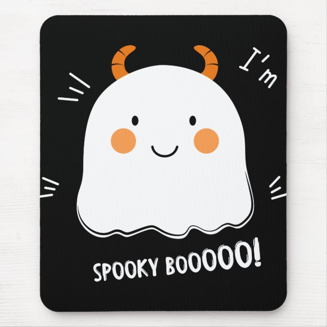 Cute Spooky Boo Demon Ghost Mouse Mat (Front)