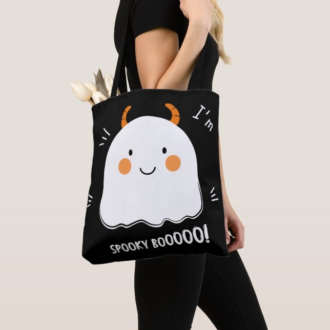 Cute Spooky Boo Demon Ghost Tote Bag (Close Up)