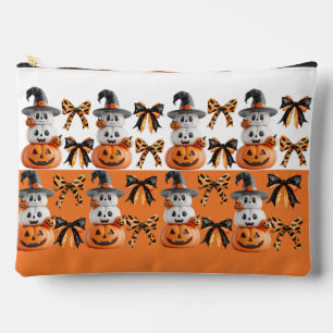 Cute Spooky Coquette Halloween Pumpkin  Accessory Pouch