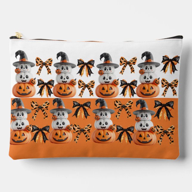 Cute Spooky Coquette Halloween Pumpkin  Accessory Pouch (Front)