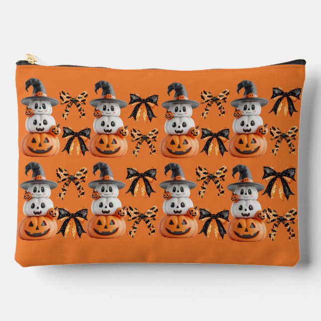 Cute Spooky Coquette Halloween Pumpkin  Accessory Pouch (Front)