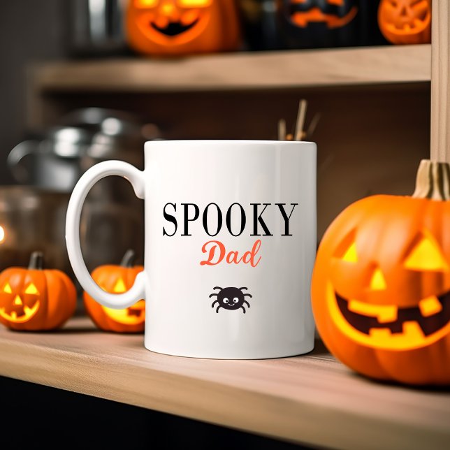 Cute Spooky Dad Family Halloween Spider Two-Tone Coffee Mug (Creator Uploaded)