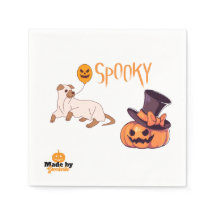 Cute Spooky Dog Ghost & Pumpkin Halloween Design –