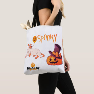 Cute Spooky Dog Ghost & Pumpkin Halloween Design – Tote Bag