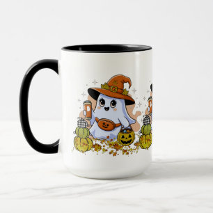 Cute Spooky Drinking Coffee Combo Mug, 15 oz Mug