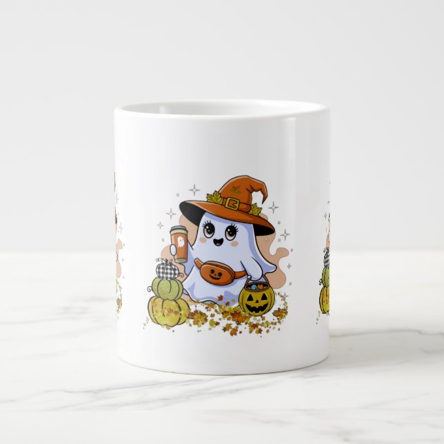 Cute Spooky Drinking Coffee Speciality Mug (Front)