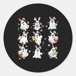 Cute Spooky Easter Bunny Ghost Egg Girl Women Men Classic Round Sticker
