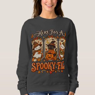 Cute Spooky Fall Teacher Ghost & Black Cat Hallowe Sweatshirt