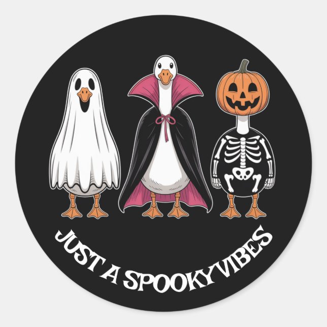 Cute Spooky Geese Halloween Sticker - Just Spooky  (Front)