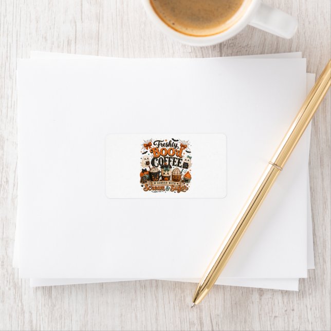 Cute Spooky Ghost Coffee Lover Halloween Label (Insitu)