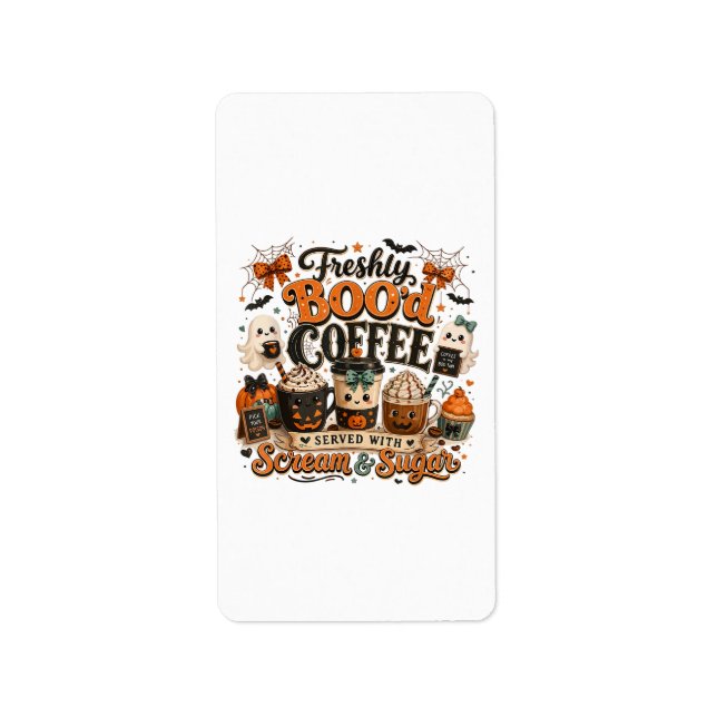 Cute Spooky Ghost Coffee Lover Halloween Label (Front)
