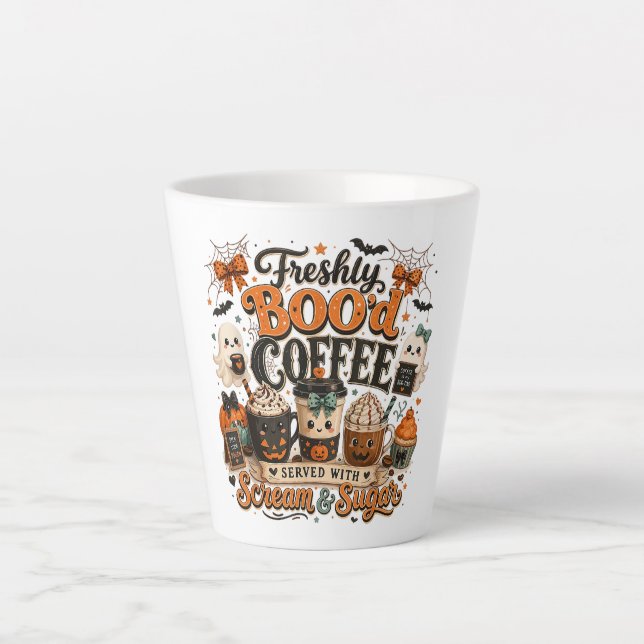 Cute Spooky Ghost Coffee Lover Halloween Latte Mug (Front)