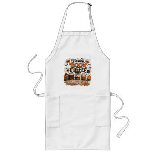 Cute Spooky Ghost Coffee Lover Halloween Long Apron