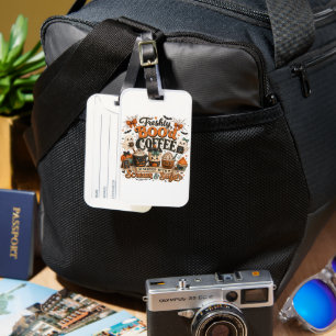 Cute Spooky Ghost Coffee Lover Halloween Luggage Tag