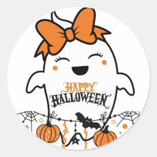 Cute Spooky Ghost Halloween Hoodie Classic Round Sticker