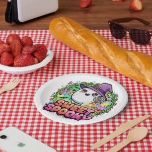 Cute Spooky Ghost Halloween Kids Birthday Party Pa Paper Plate