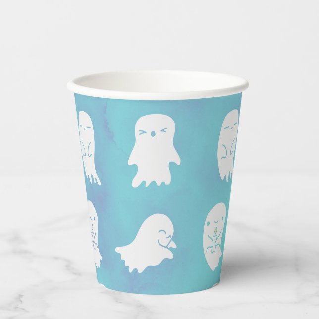 Cute Spooky Ghost Halloween Paper Cups (Front)