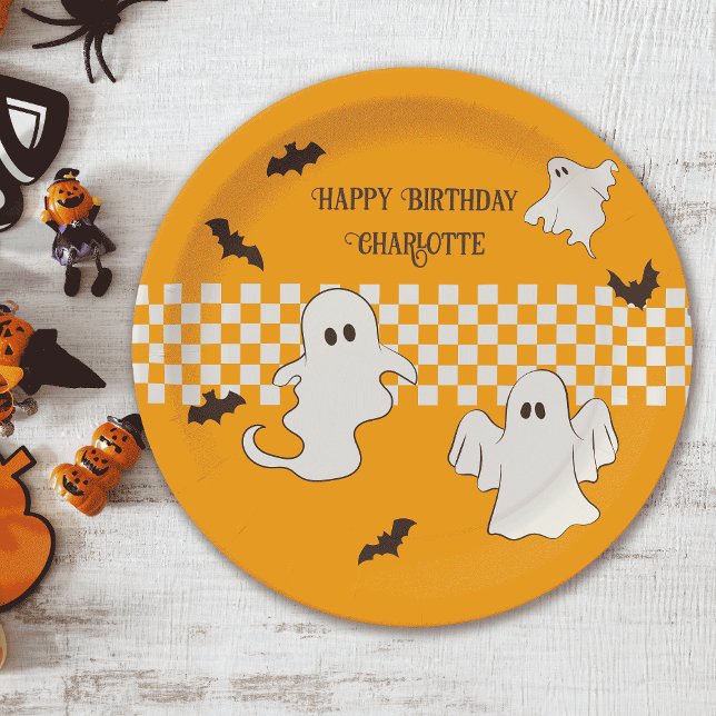 Cute Spooky Ghost Halloween Teen Birthday  Paper Plate (Creator Uploaded)