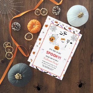 Cute Spooky Ghost Mummy Happy Halloween Party Invitation