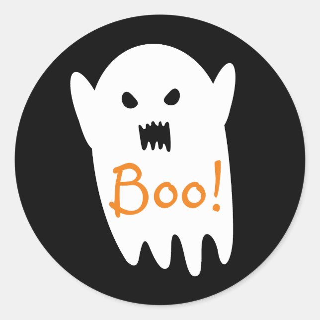 Cute Spooky Ghost Saying Boo Classic Round Sticker (Front)