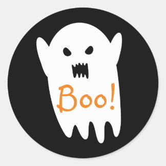 Cute Spooky Ghost Saying Boo Classic Round Sticker
