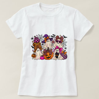Cute Spooky Ghost Squad Outfit Halloween Leopard T-Shirt