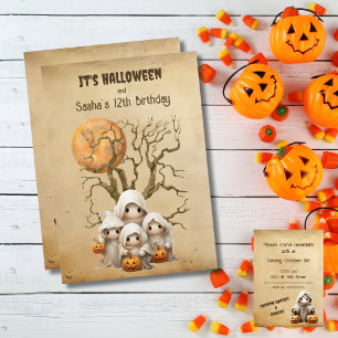 Cute Spooky Ghost Trick or Treat Family  Invitation