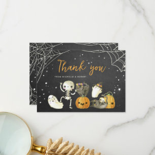 Cute Spooky Ghosts Cats Halloween Fall Baby Shower Thank You Card