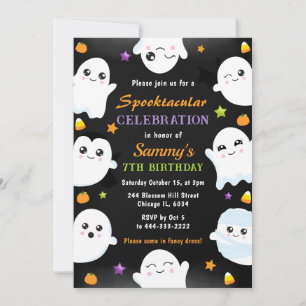 Cute Spooky Ghosts Halloween Birthday Invitation