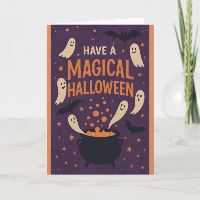 Cute Spooky Ghosts Halloween Folded Greeting Card (Front)