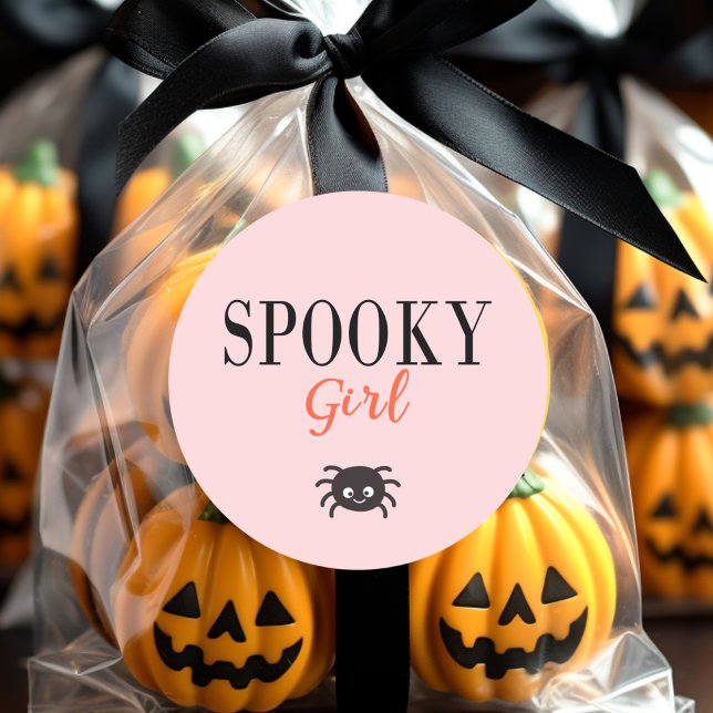 Cute Spooky Girl Family Halloween Spider Classic Round Sticker (Creator Uploaded)