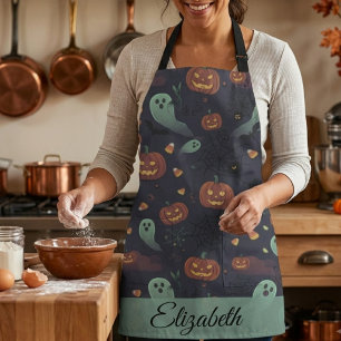 Cute Spooky Halloween Apron Personalise Name