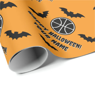 Cute spooky Halloween basketball party custom Wrapping Paper