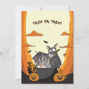 Cute Spooky Halloween Bat Party Invitation