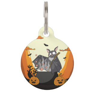 Cute Spooky Halloween Bat Party Pet Tag