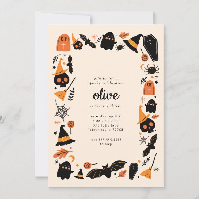 Cute Spooky Halloween Birthday Party Invitation (Front)