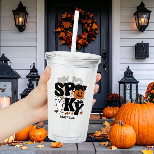 Cute Spooky Halloween Black and Orange Acrylic Tumbler