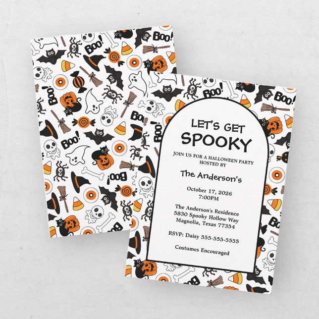 Cute Spooky Halloween Black and Orange Invitation (Creator Uploaded)