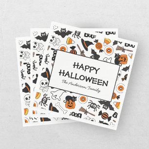 Cute Spooky Halloween Black and Orange Napkin