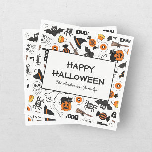 Cute Spooky Halloween Black and Orange Napkin