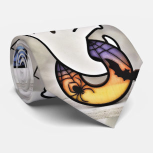 Cute Spooky Halloween Boo Ghost, Bat & Spider Tie